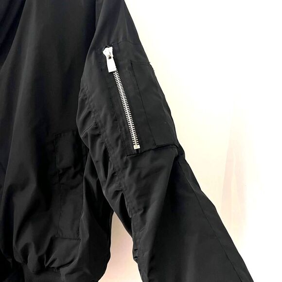 Eleven Paris Men's Black Oversized Boxy Curved Hem Nylon Bomber Jacket XL Urban - Picture 5 of 9